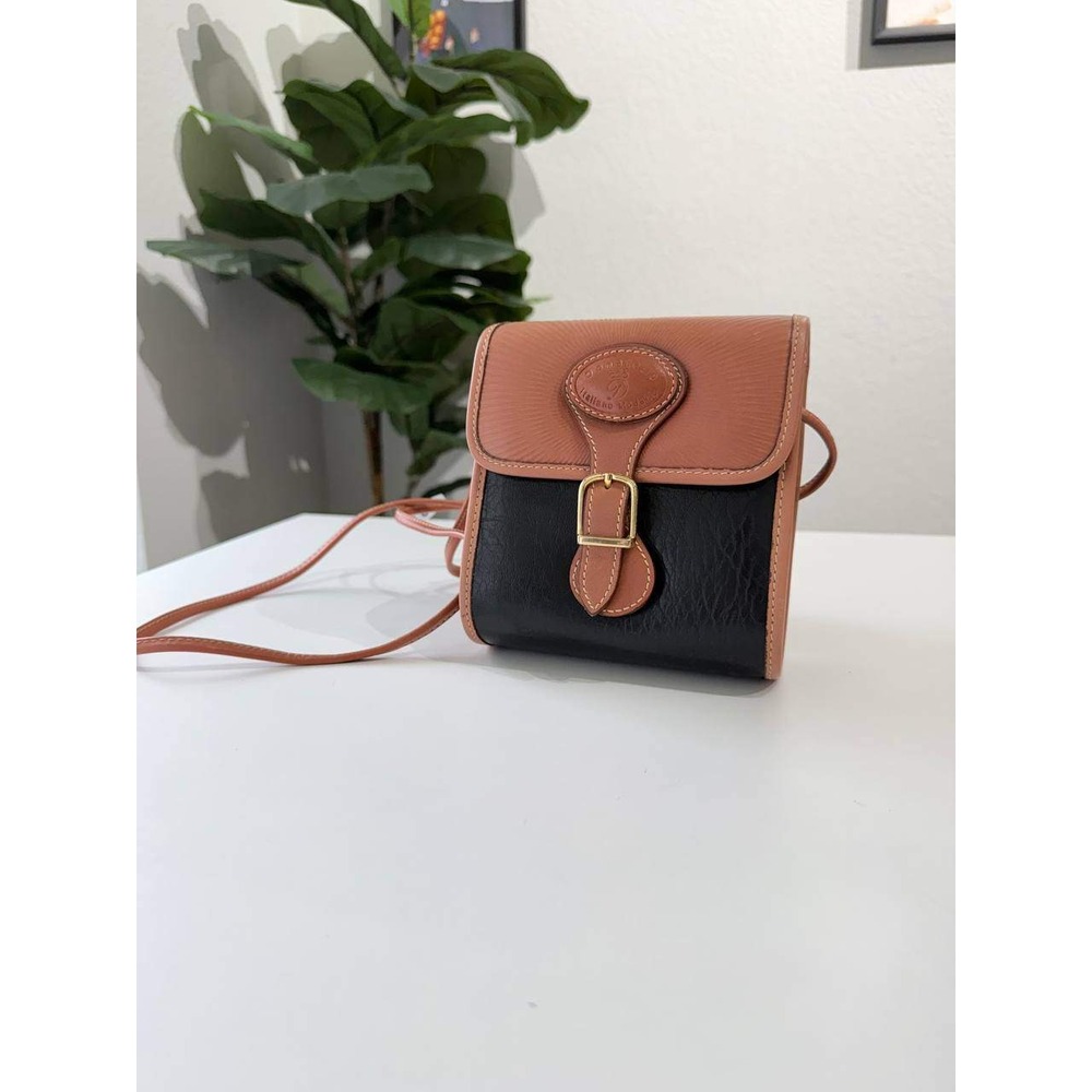 Donatello Italiano Modallo Vintage Leather Crossbody Bag Black Brownโ Two Tone